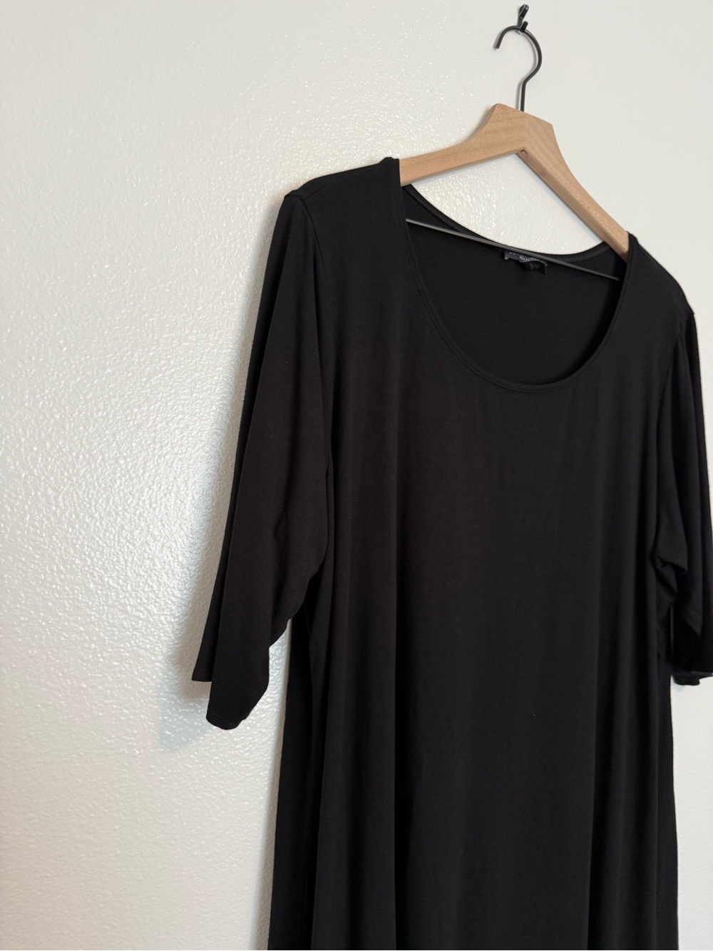 Eileen Fisher - Viscose Jersey Knit Crew Neck Elbow Sleeve Black Tunic Top - 3X - Picture 6 of 13